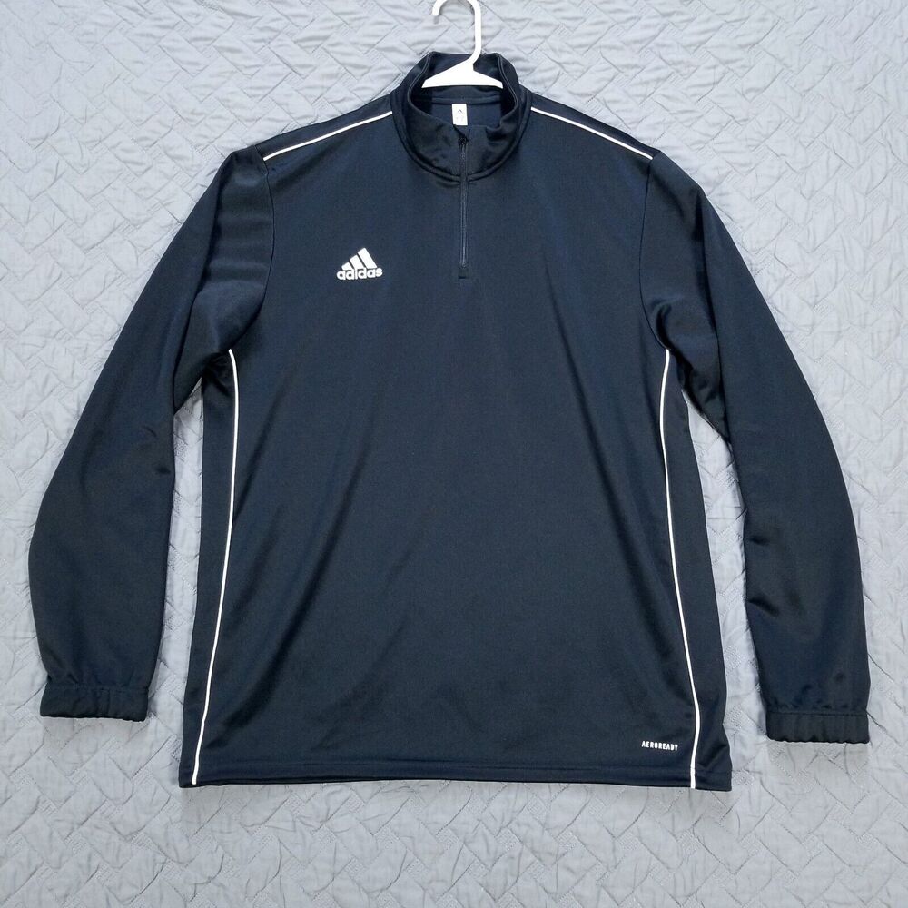 Adidas Sweatshirt Mens Size XL Black Training Long Sleeve 1/4 Zip 100% Polyéster